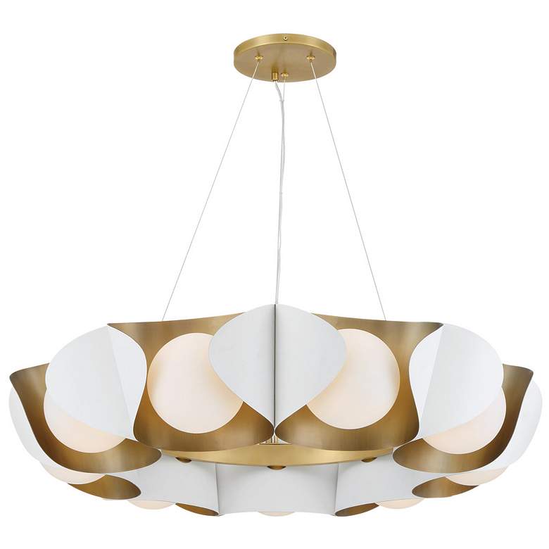 Image 1 Minka-Lavery Flare 9-Light 34.25-in Sand White and Brass Indoor Pendant