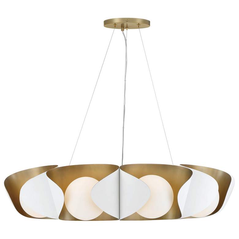 Image 2 Minka-Lavery Flare 9-Light 34.25-in Sand White and Brass Indoor Pendant more views