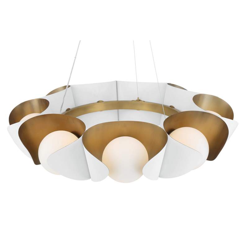 Image 3 Minka-Lavery Flare 9-Light 34.25-in Sand White and Brass Indoor Pendant more views