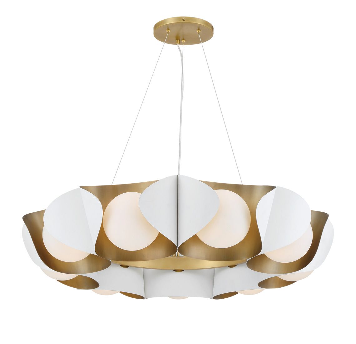 Minka-Lavery Flare 9-Light 34.25-in Sand White and Brass Indoor Pendant