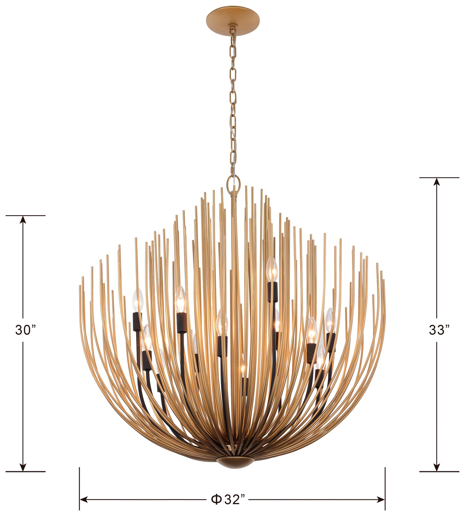 Minka Lavery Florenza 12-Lt 32-in Legacy Brass and Matte Black Chandelier