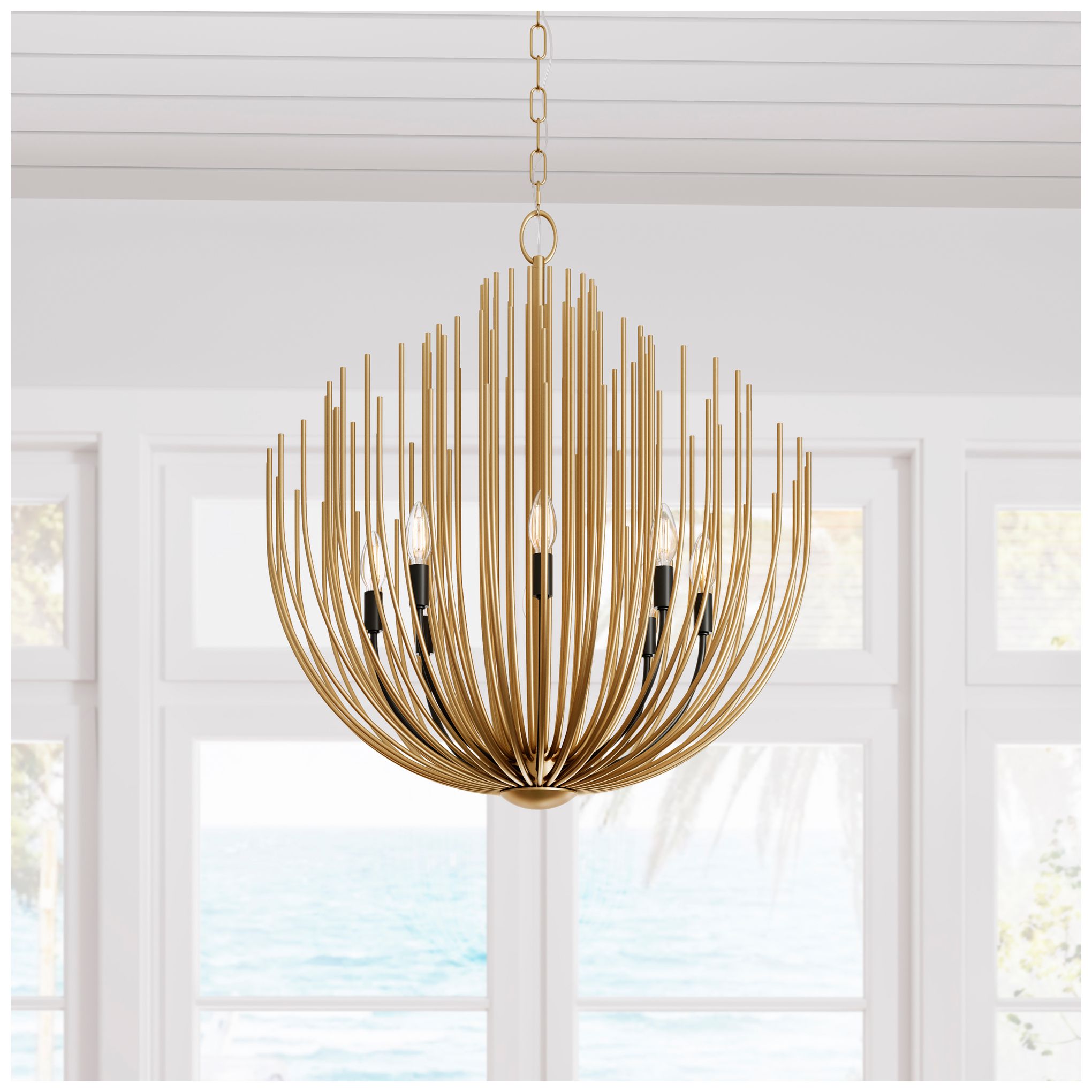Thumbnail2 of Minka Lavery Florenza 8-Light 28-in Legacy Brass and Matte Black Chandelier more views