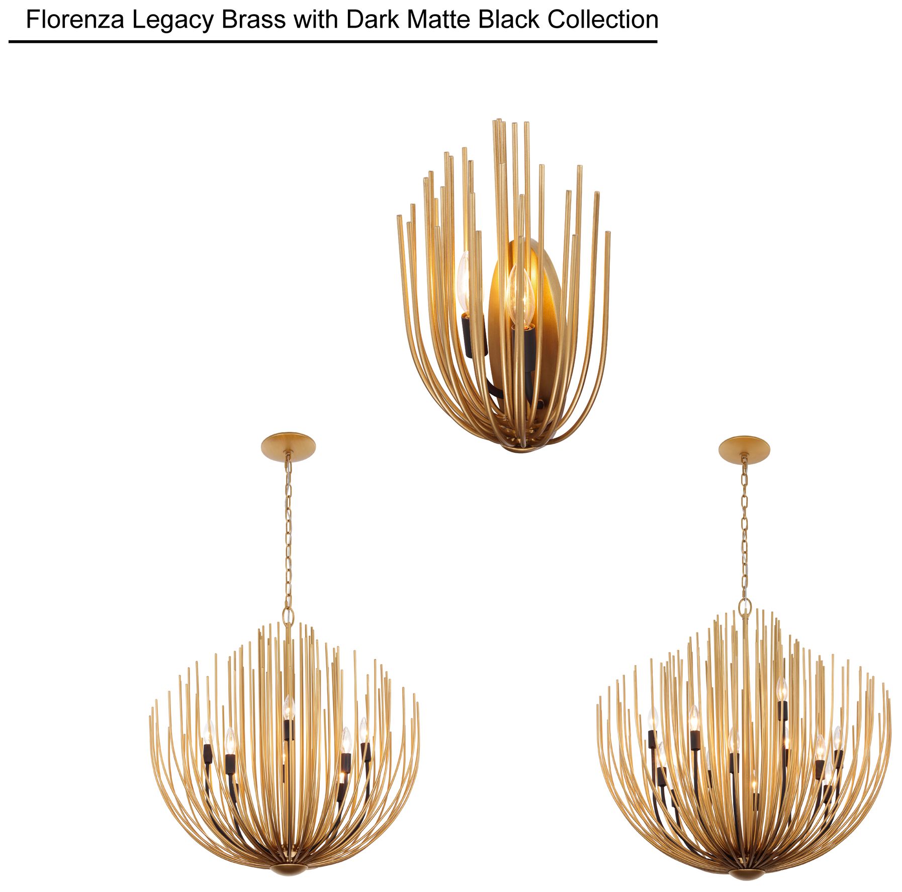 Minka Lavery Florenza 8-Light 28-in Legacy Brass and Matte Black Chandelier