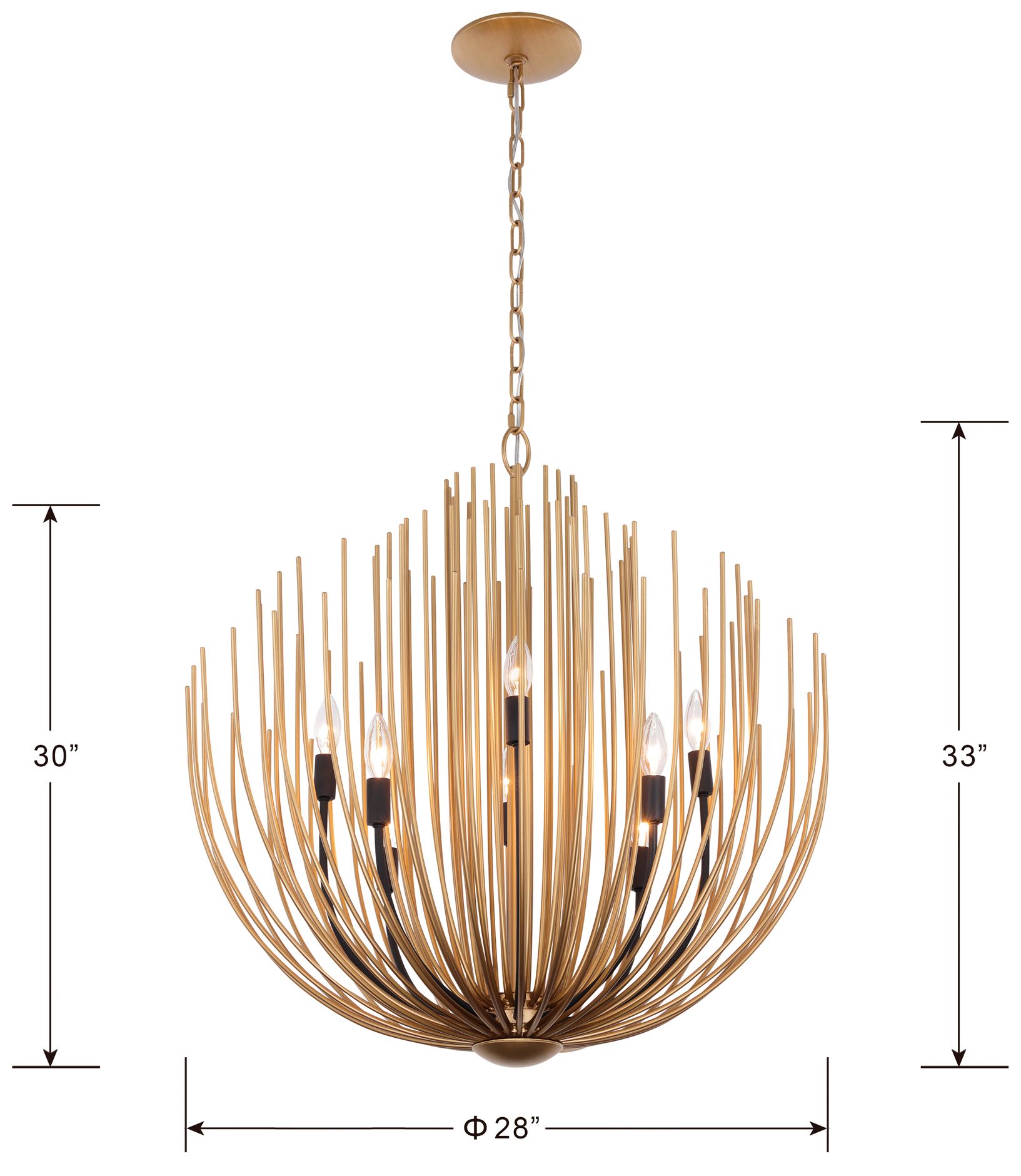 Minka Lavery Florenza 8-Light 28-in Legacy Brass and Matte Black Chandelier