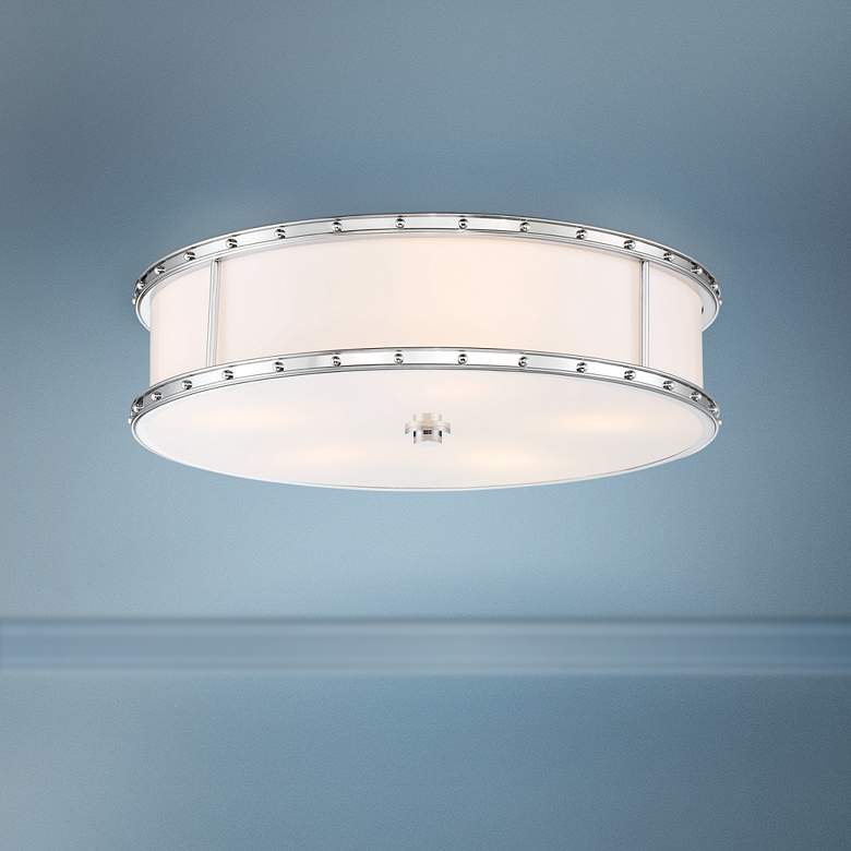 Image 1 Minka Lavery Flush Mount 20 1/4" Wide Chrome Drum LED Ceiling Light