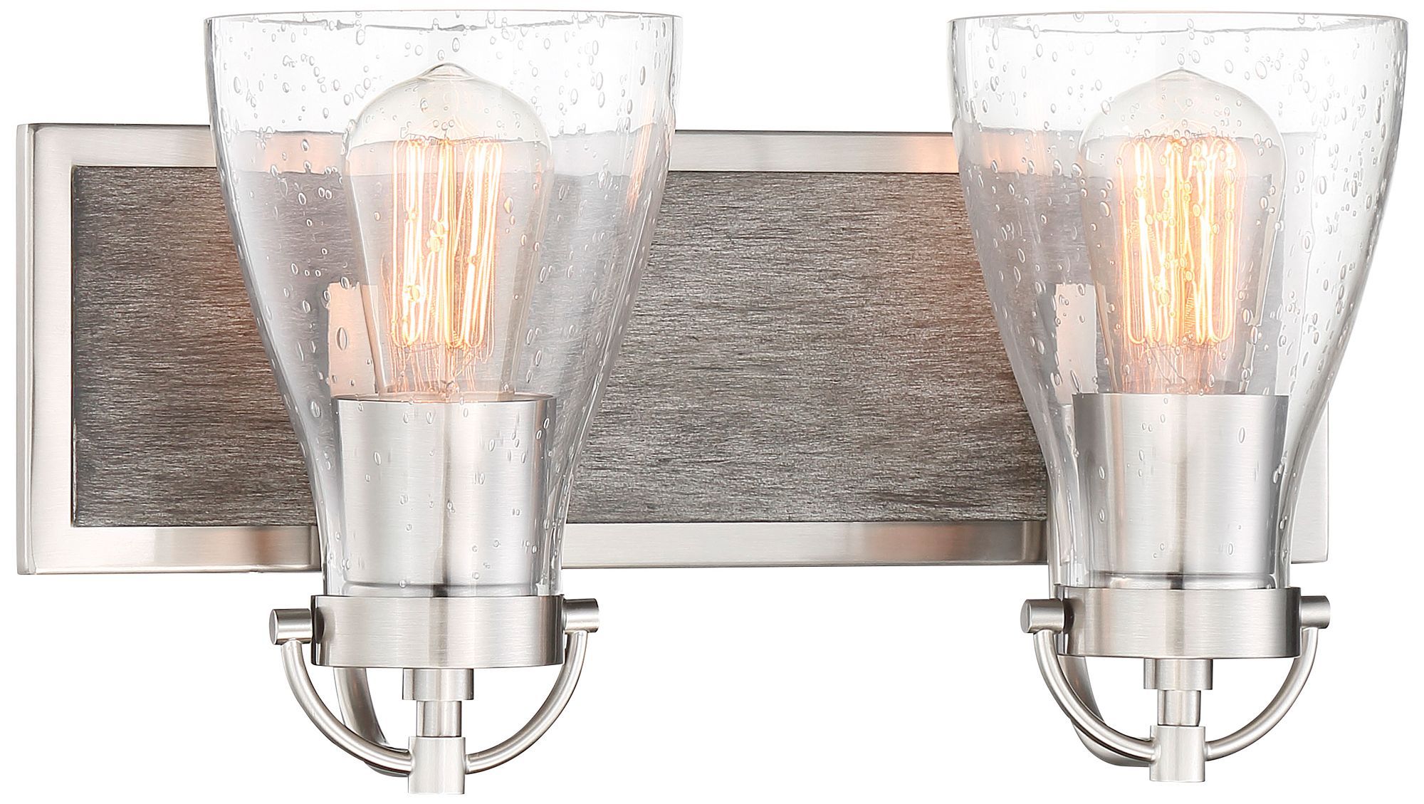 Minka-Lavery Garrison 2-Light Brush Nickel and Shale Wood Bath