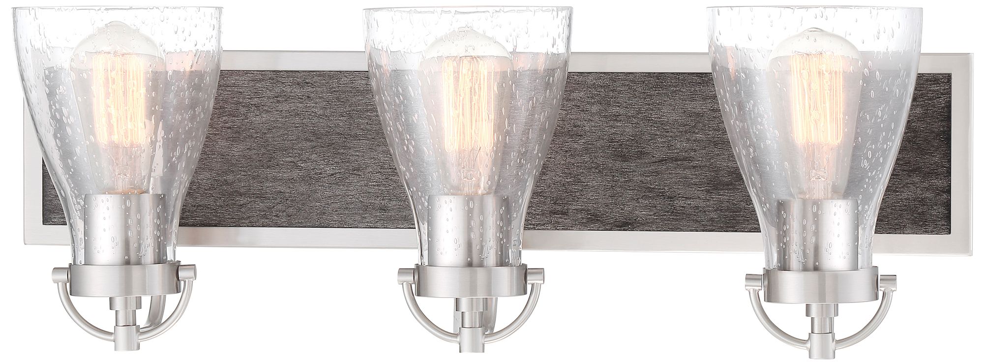 Minka-Lavery Garrison 3-Light Brush Nickel and Shale Wood Bath