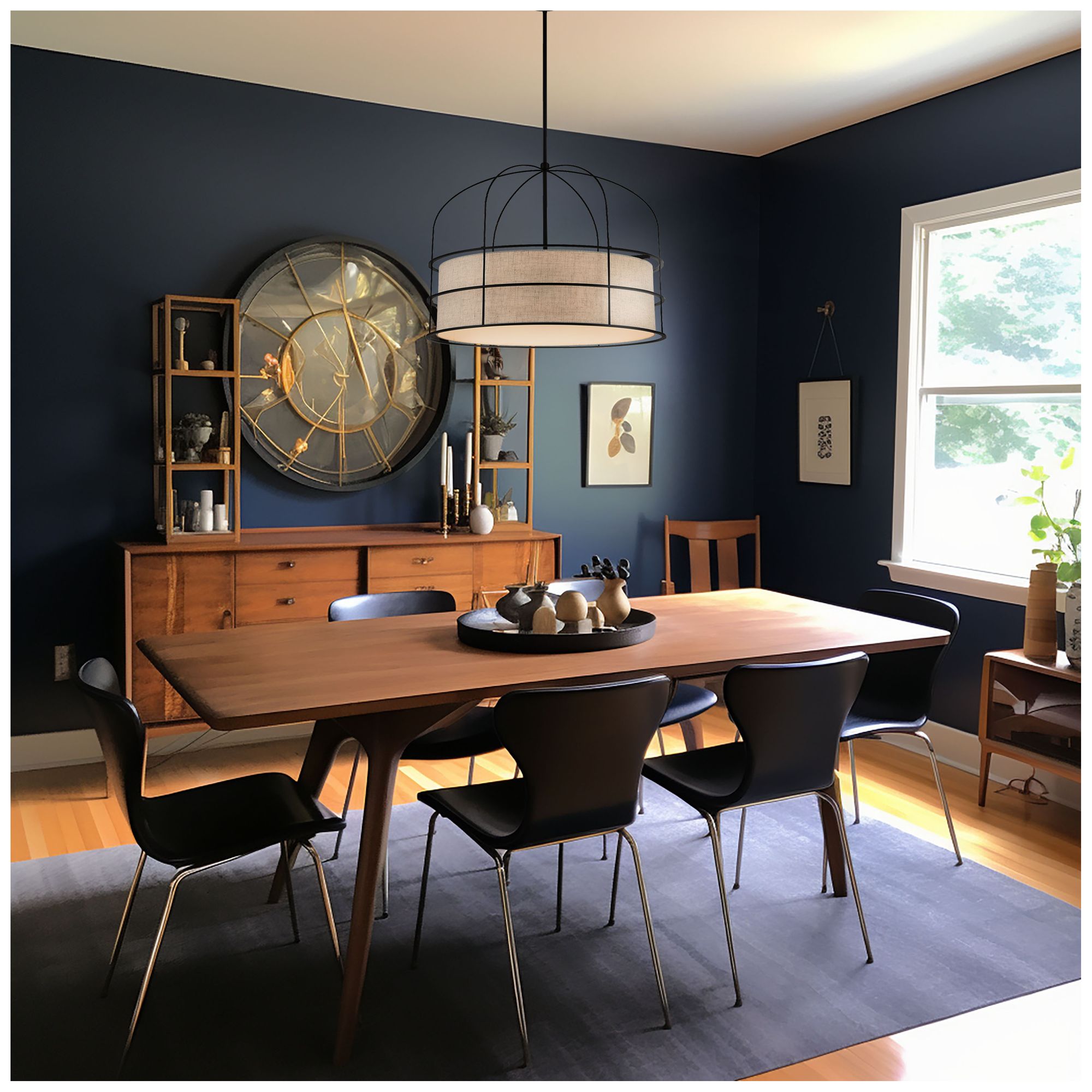 Image 3 Minka-Lavery Gateway Park 6-Light Coal Pendant with Oatmeal Linen Shade more views