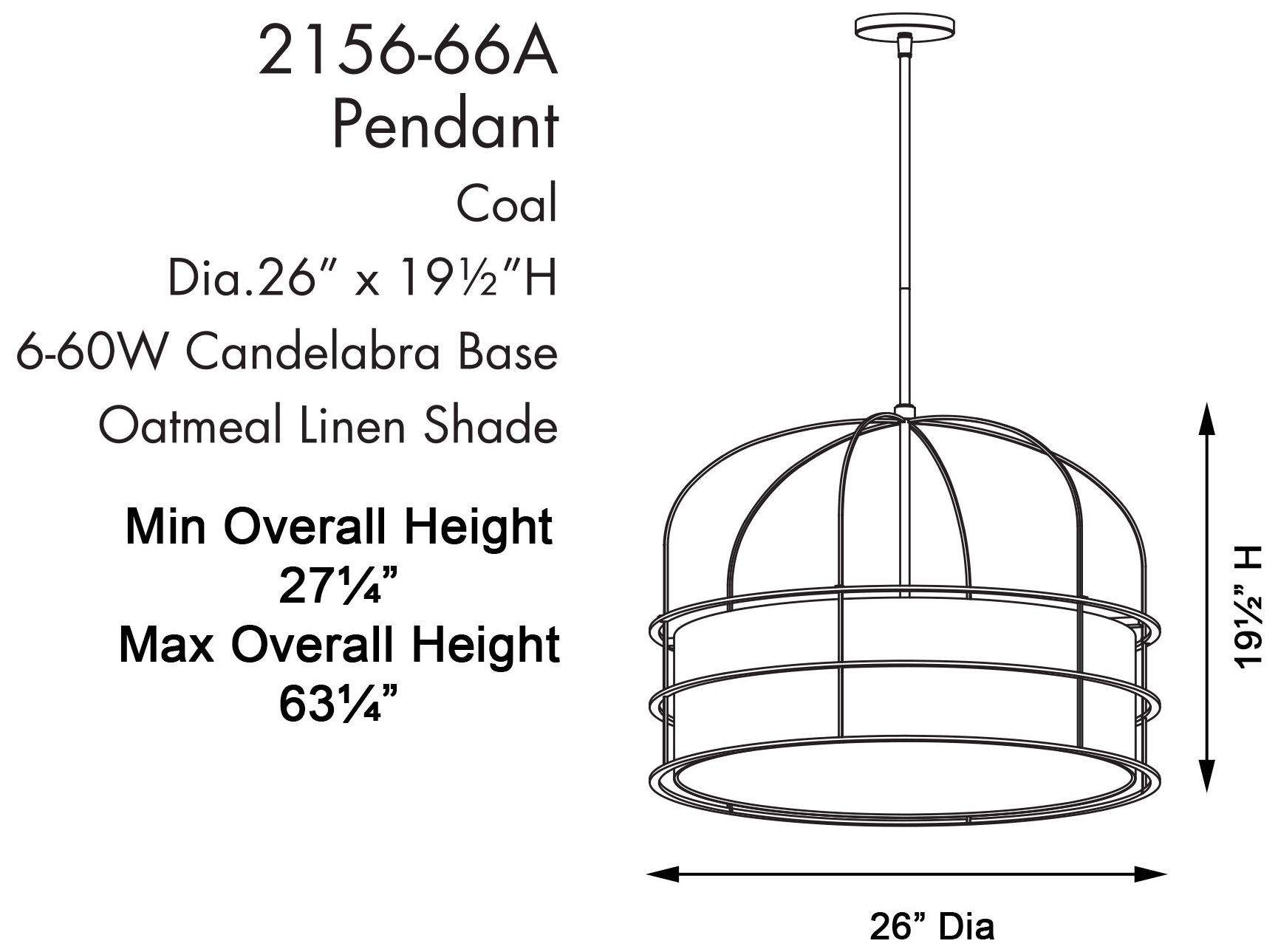 Image 4 Minka-Lavery Gateway Park 6-Light Coal Pendant with Oatmeal Linen Shade more views