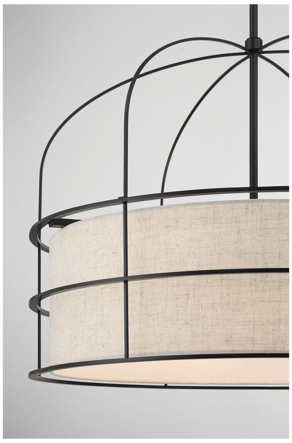 Minka-Lavery Gateway Park 6-Light Coal Pendant with Oatmeal Linen Shade