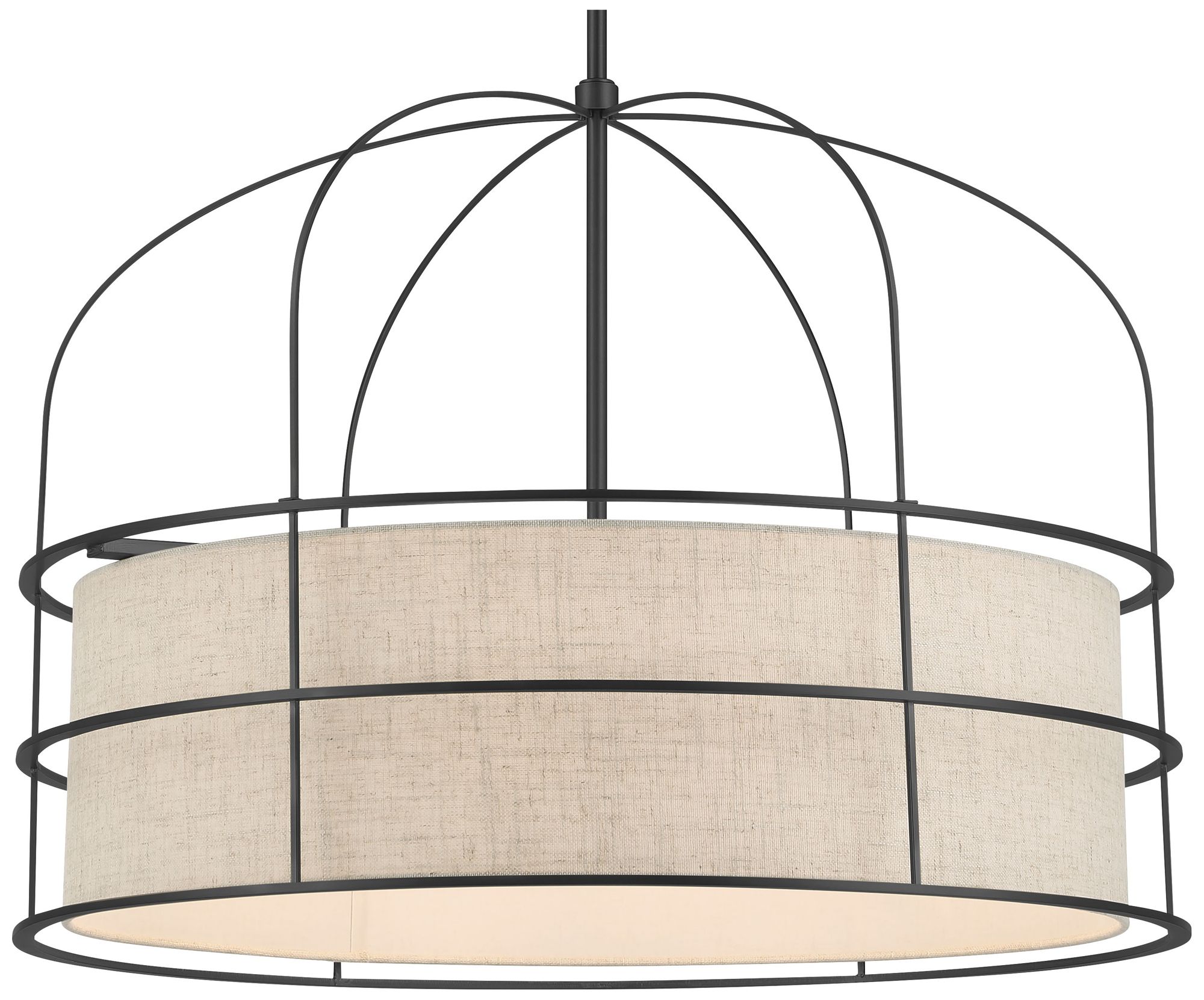 Minka-Lavery Gateway Park 6-Light Coal Pendant with Oatmeal Linen Shade