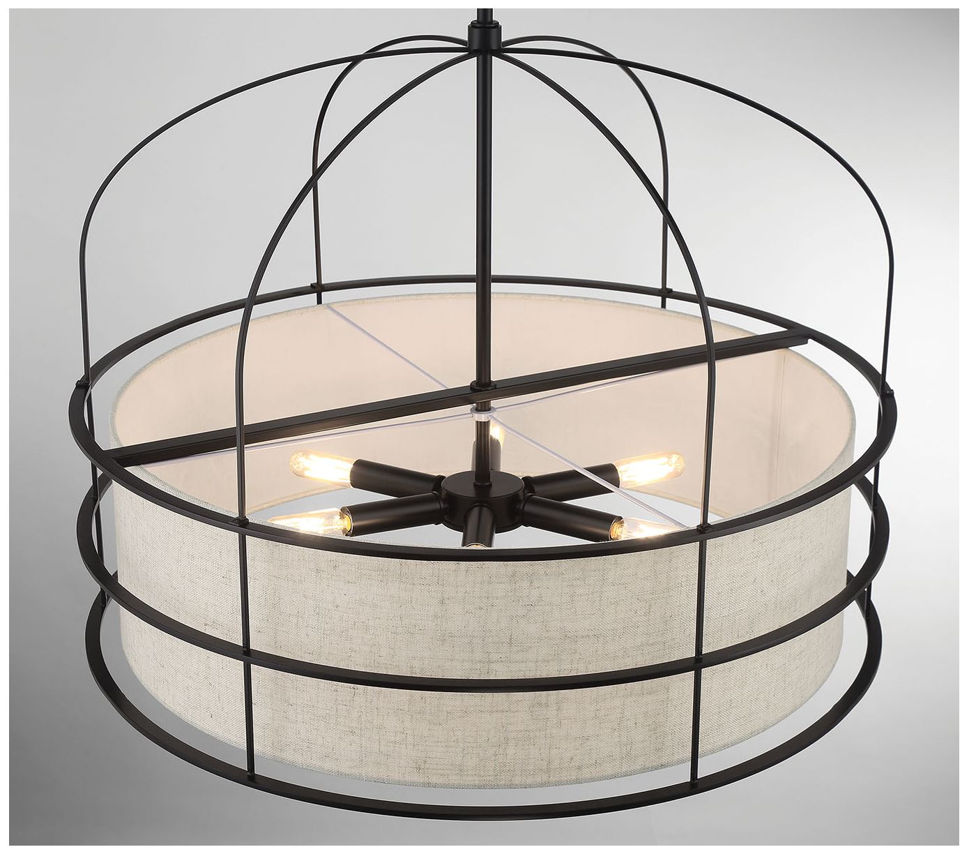 Minka-Lavery Gateway Park 6-Light Coal Pendant with Oatmeal Linen Shade