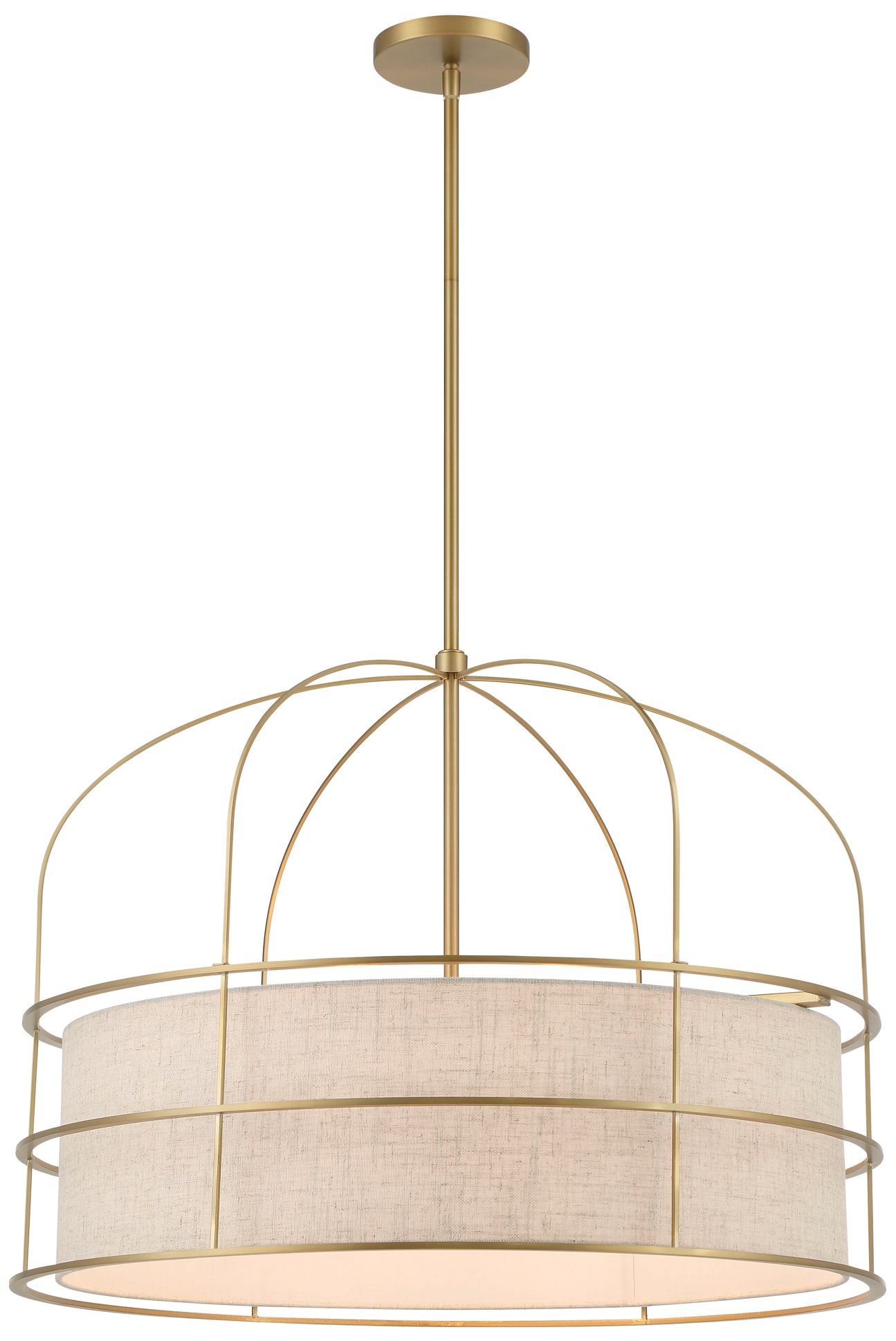 Thumbnail2 of Minka-Lavery Gateway Park 6-Lt Soft Brass Pendant with Oatmeal Linen Shade