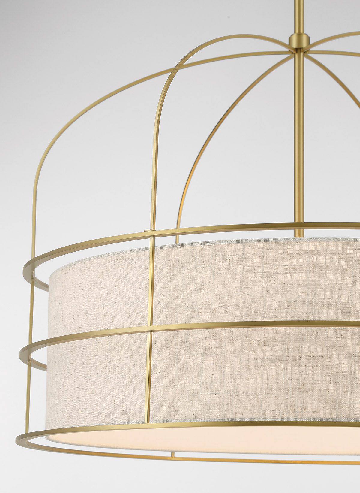 Minka-Lavery Gateway Park 6-Lt Soft Brass Pendant with Oatmeal Linen Shade