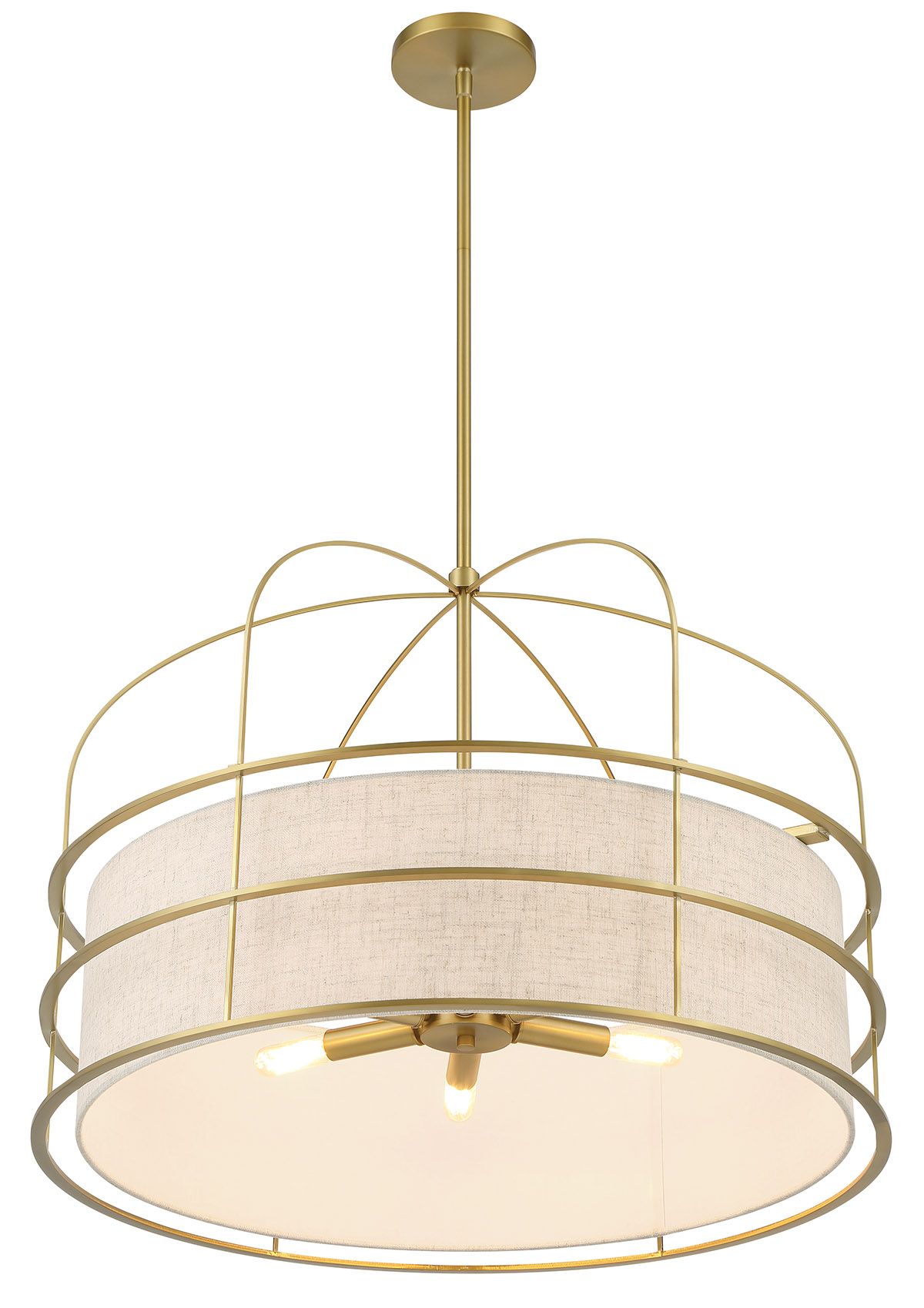 Minka-Lavery Gateway Park 6-Lt Soft Brass Pendant with Oatmeal Linen Shade