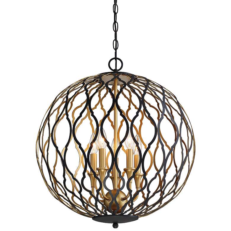 Image 2 Minka Lavery Gilded Glam 20 inch Sand and Gold 5-Light Globe Pendant Light