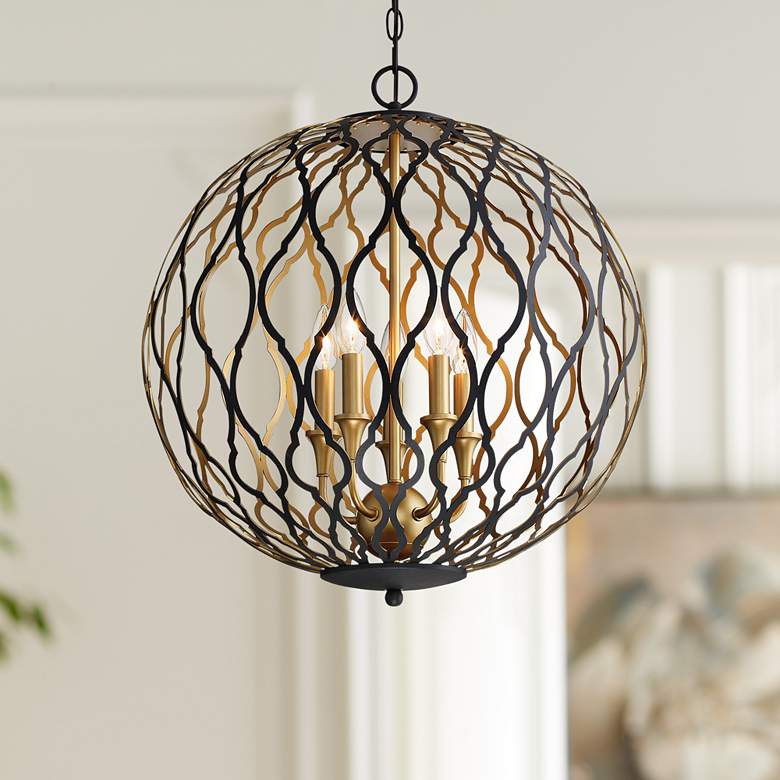 Image 1 Minka Lavery Gilded Glam 20 inch Sand and Gold 5-Light Globe Pendant Light