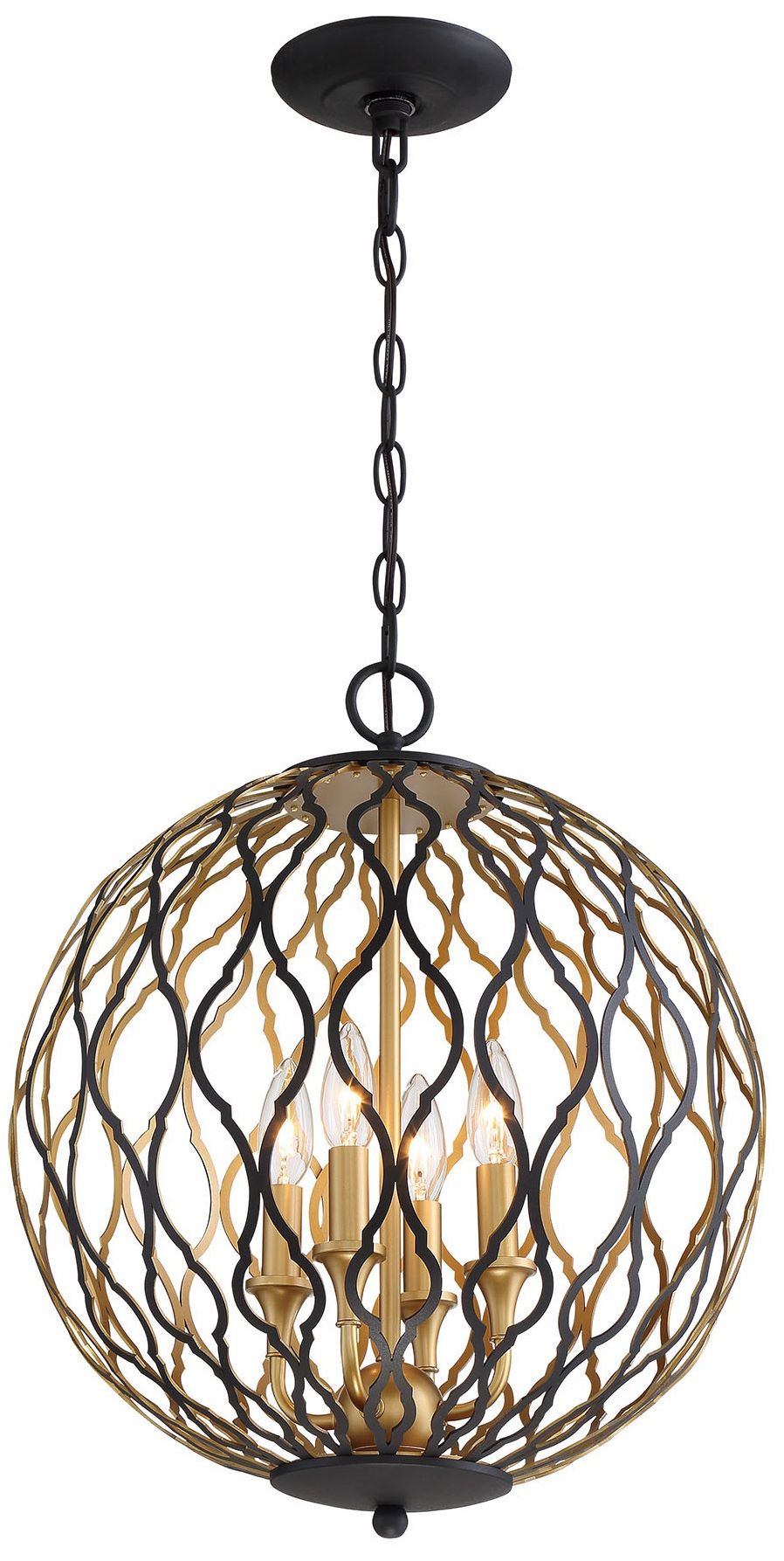 Minka-Lavery Gilded Glam 4-Light Sand Coal Black and Honey Gold Pendant