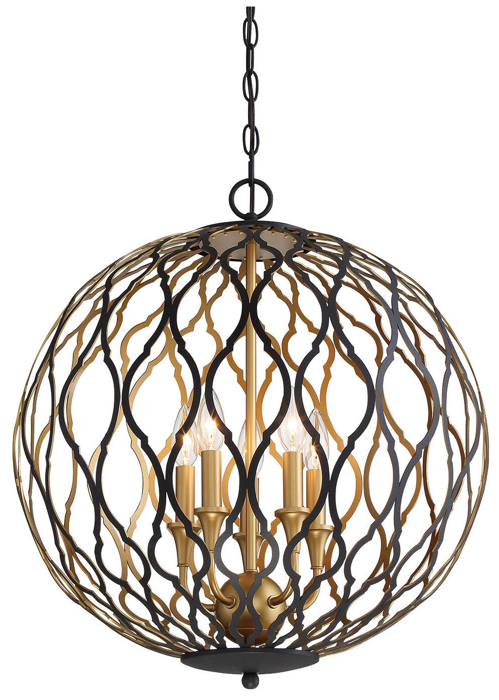Image 2 Minka-Lavery Gilded Glam 5-Light Sand Coal Black and Honey Gold Pendant