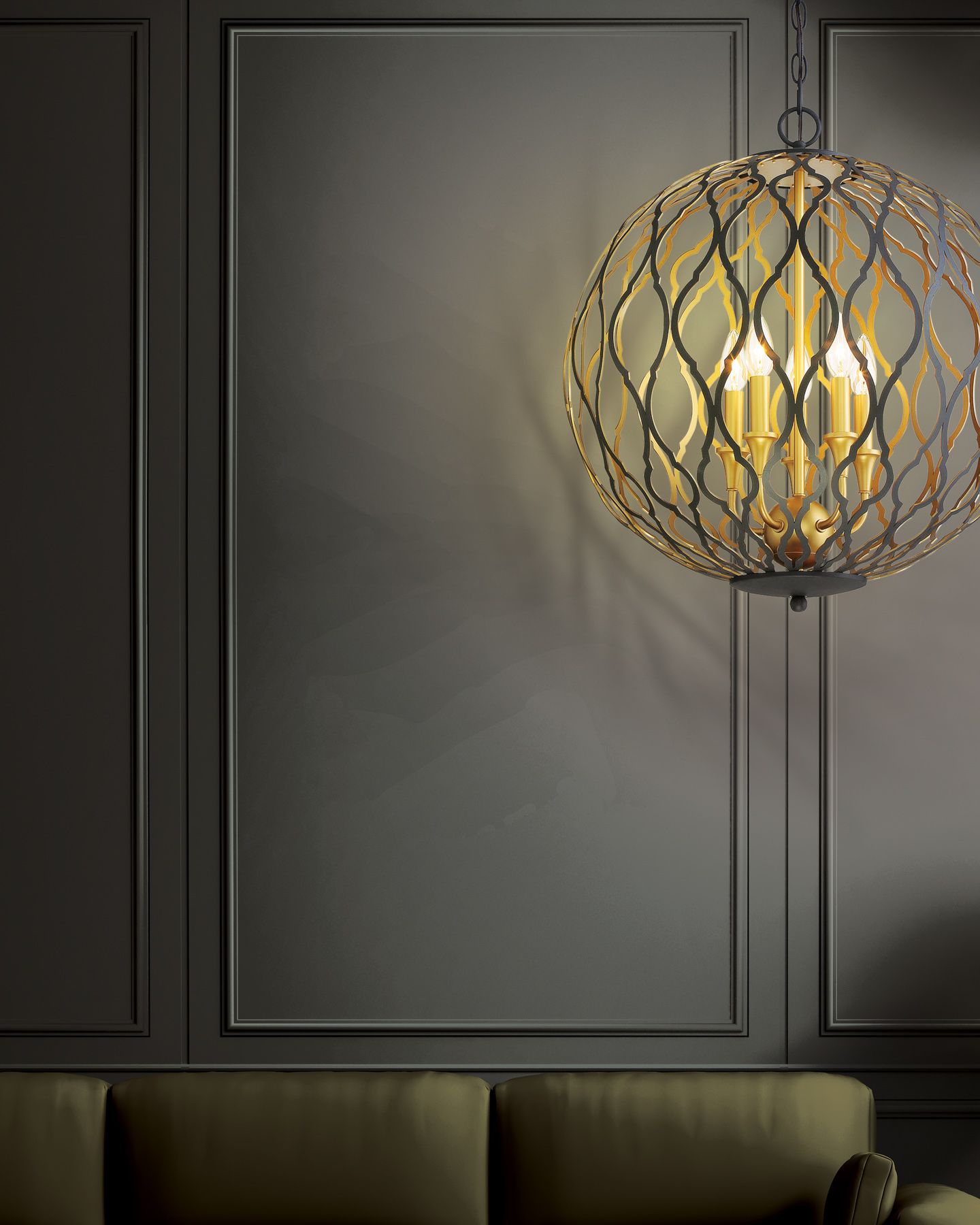 Image 3 Minka-Lavery Gilded Glam 5-Light Sand Coal Black and Honey Gold Pendant more views