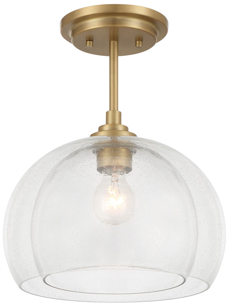 Minka-Lavery Glint 1-Light 12-in Brass Semi Flush to Pendant with Shade