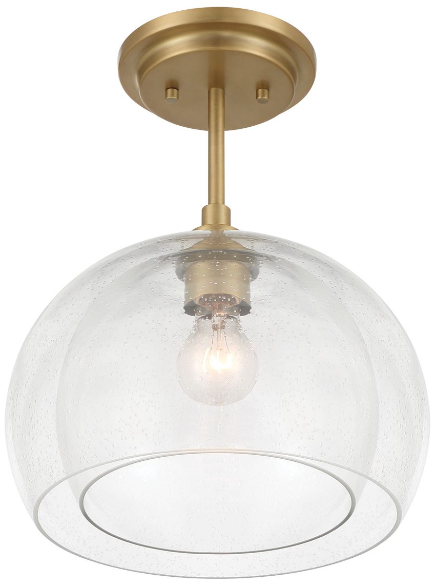 Image 5 Minka-Lavery Glint 1-Light 12-in Brass Semi Flush to Pendant with Shade more views