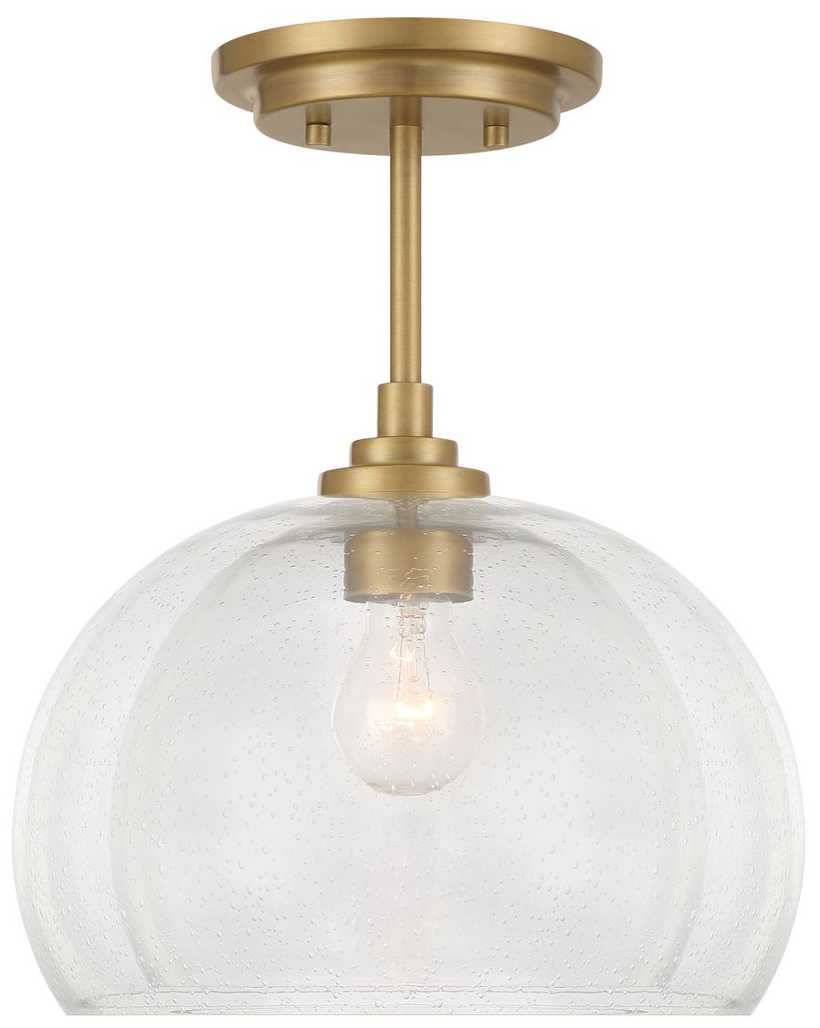 Image 7 Minka-Lavery Glint 1-Light 12-in Brass Semi Flush to Pendant with Shade more views