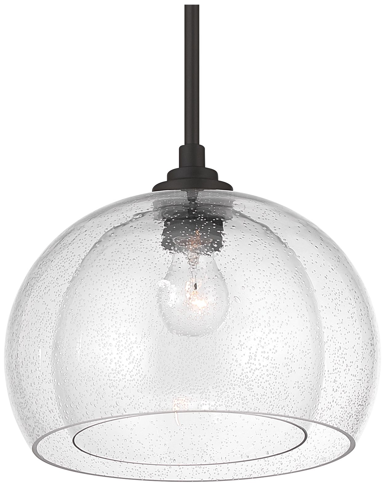 Image 3 Minka Lavery Glint 1-Light 12-in Dark Bronze Pendant with Glass Shade more views