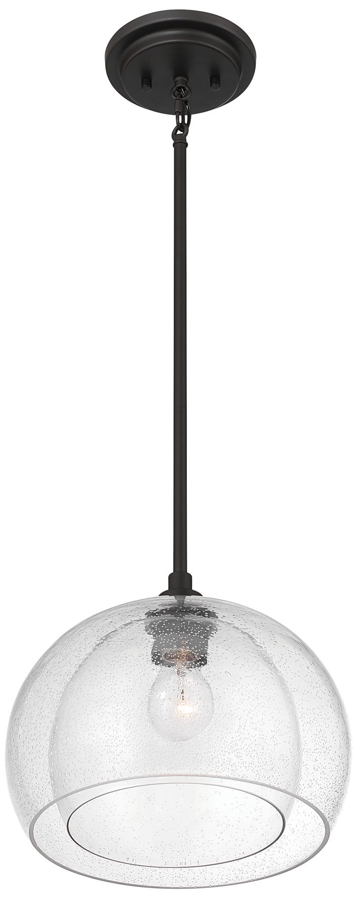 Image 5 Minka Lavery Glint 1-Light 12-in Dark Bronze Pendant with Glass Shade more views