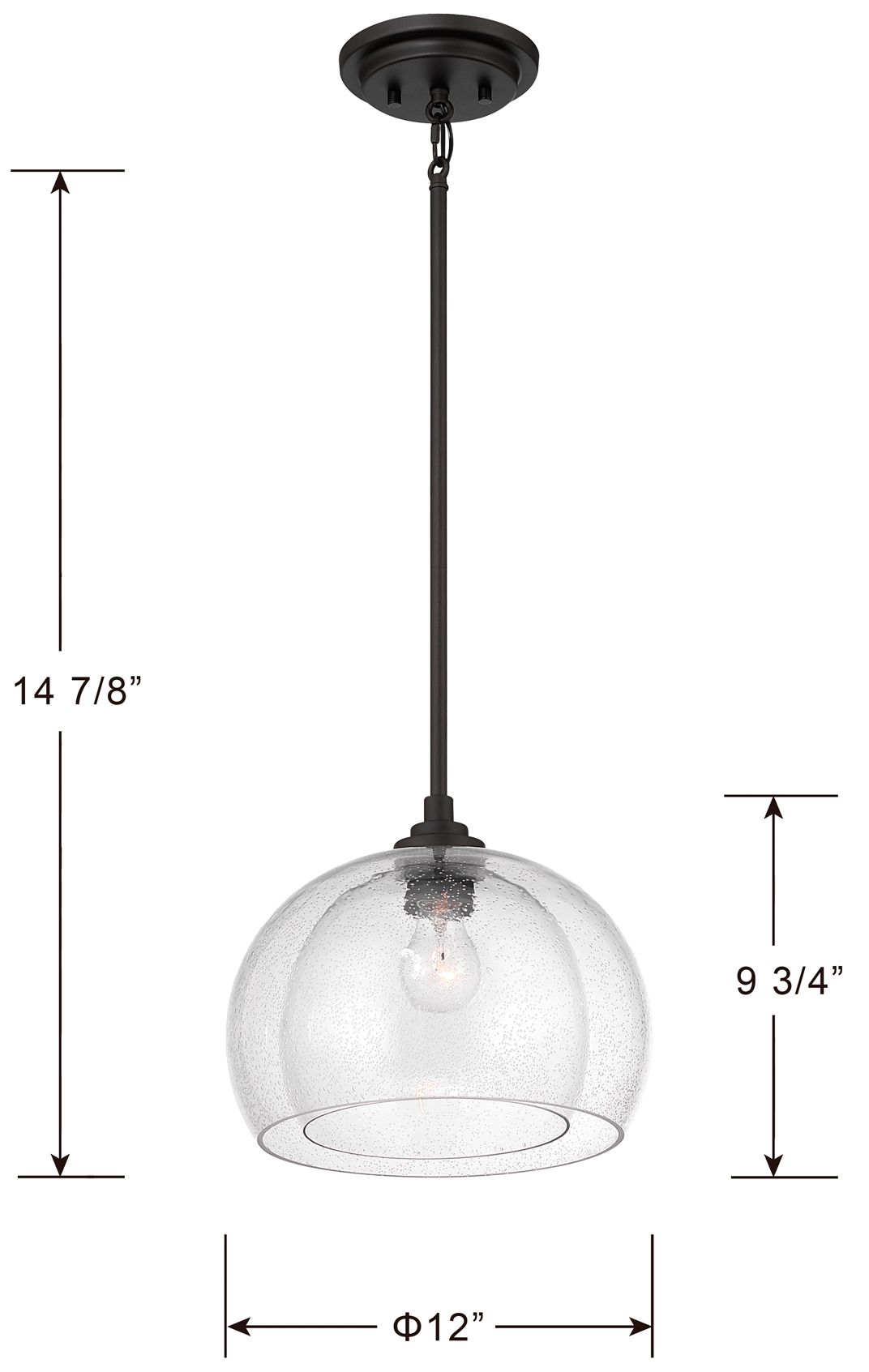 Image 6 Minka Lavery Glint 1-Light 12-in Dark Bronze Pendant with Glass Shade more views
