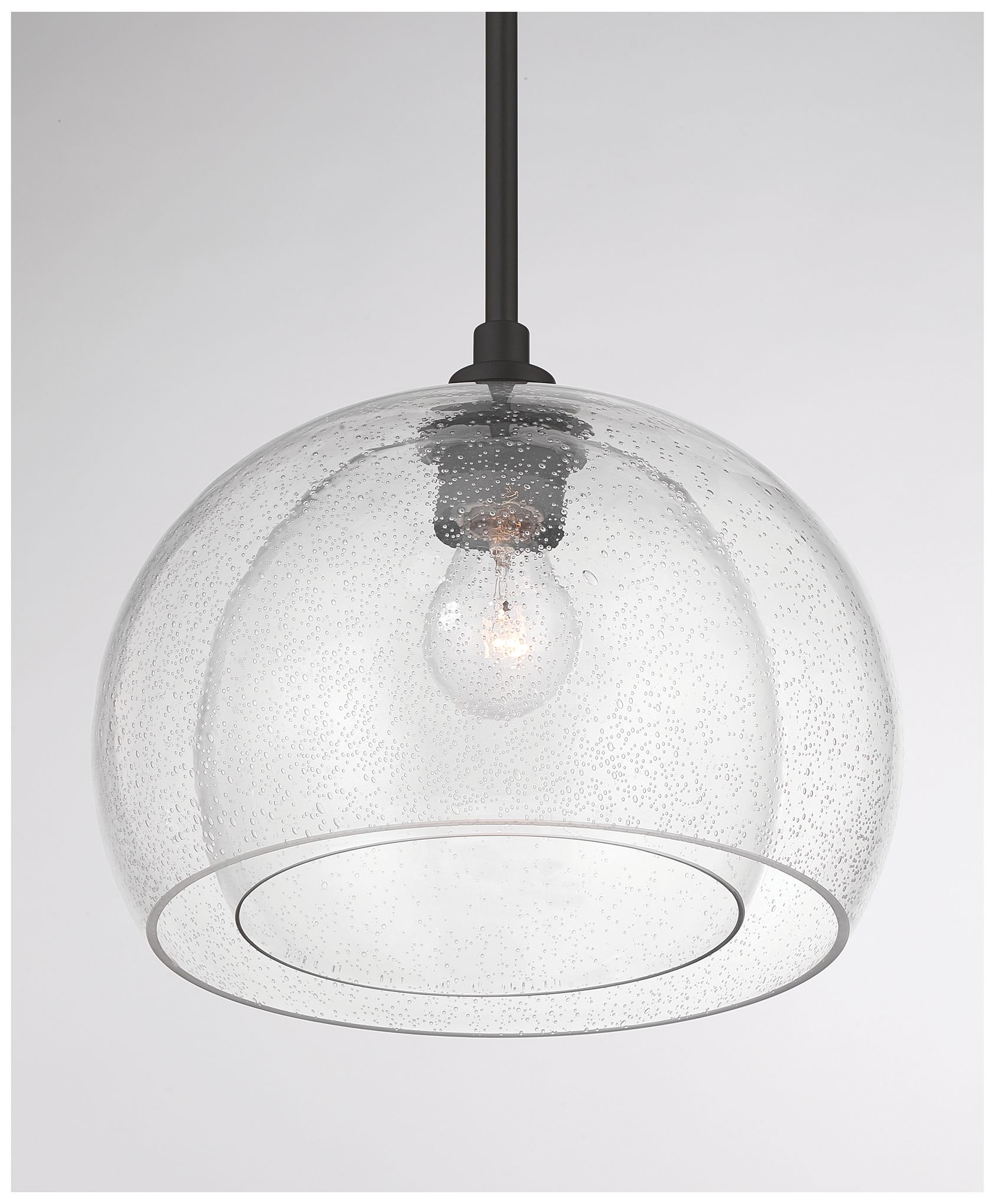 Image 7 Minka Lavery Glint 1-Light 12-in Dark Bronze Pendant with Glass Shade more views