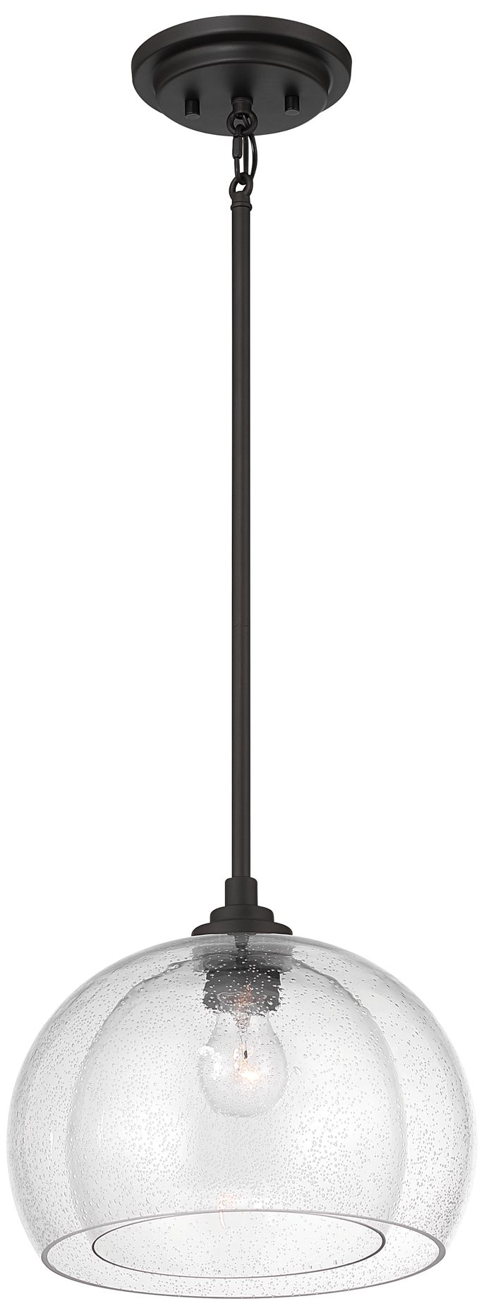 Minka Lavery Glint 1-Light 12-in Dark Bronze Pendant with Glass Shade