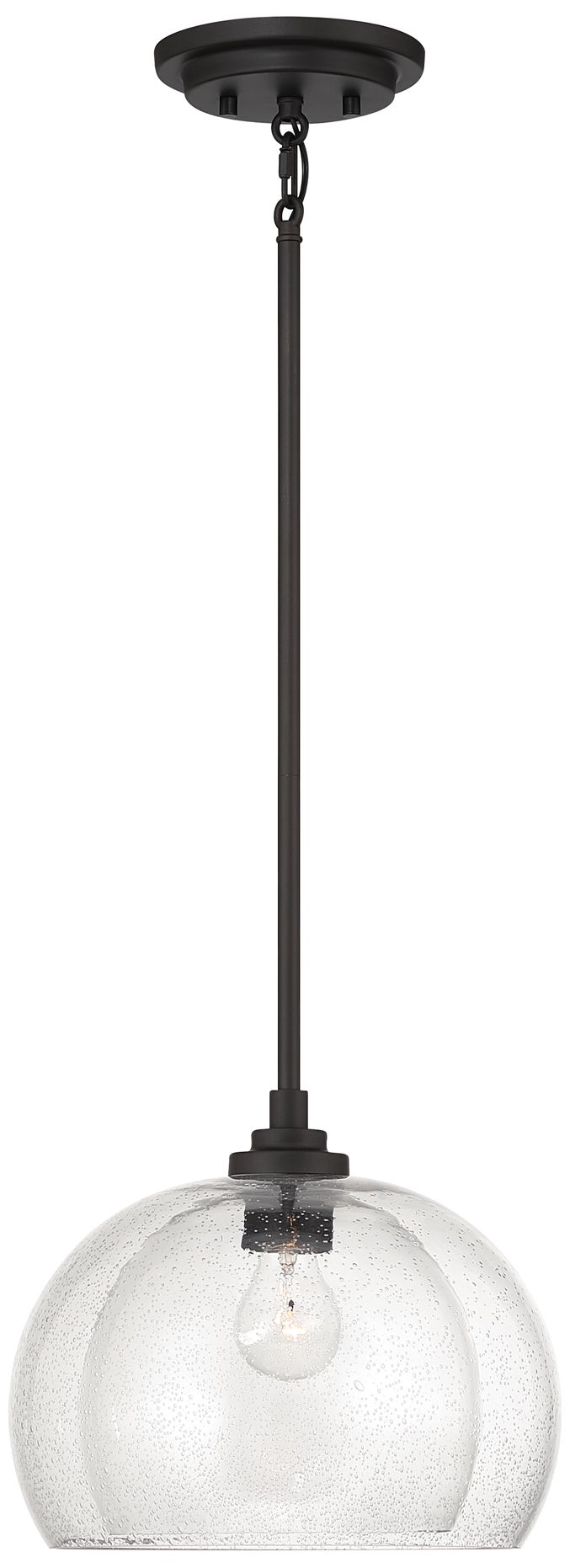Minka Lavery Glint 1-Light 12-in Dark Bronze Pendant with Glass Shade