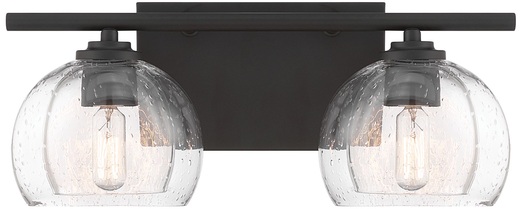 Minka Lavery Glint 2-Lt 15.5-in Dark Bronze Vanity Light with Glass Shade