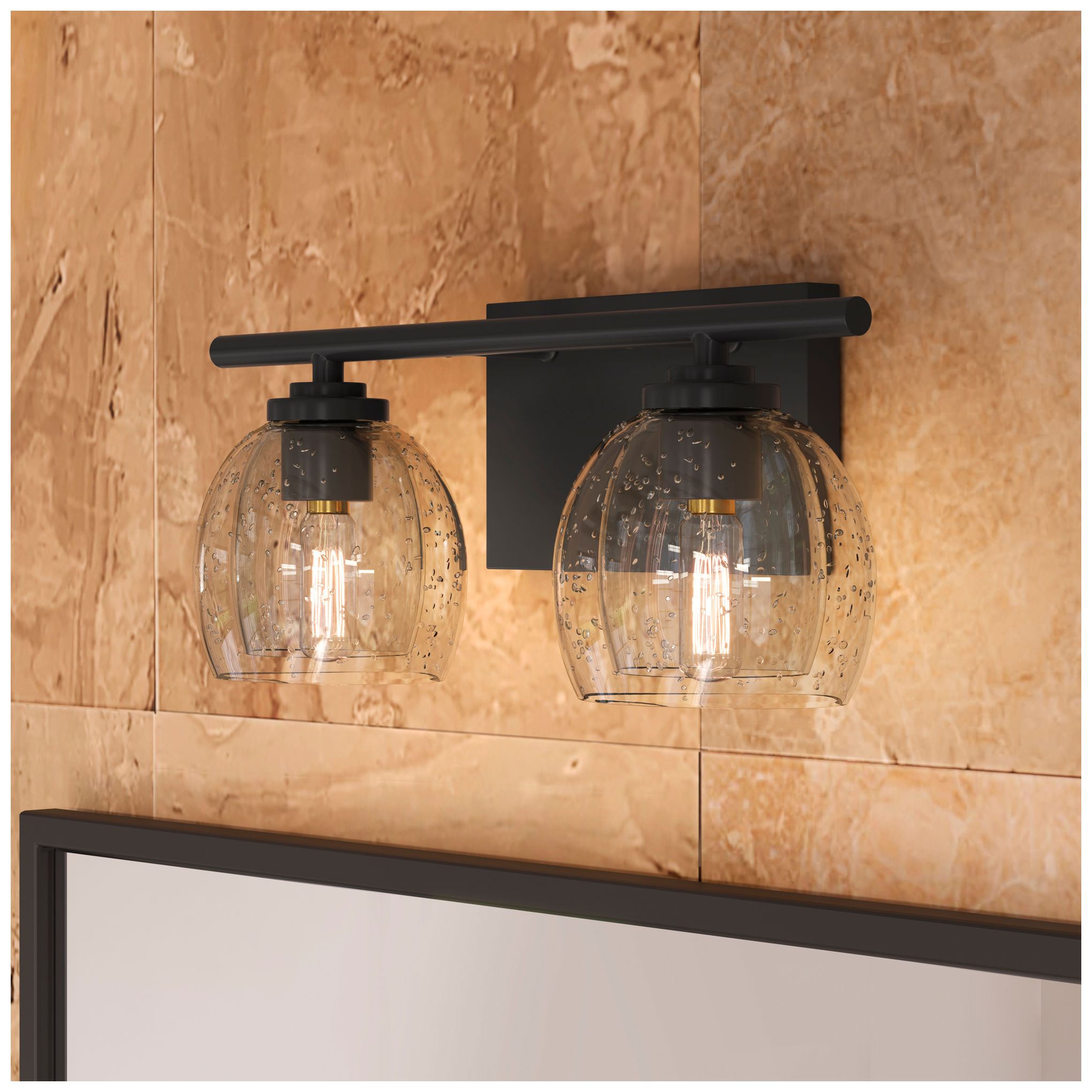 Image 2 Minka Lavery Glint 2-Lt 15.5-in Dark Bronze Vanity Light with Glass Shade more views