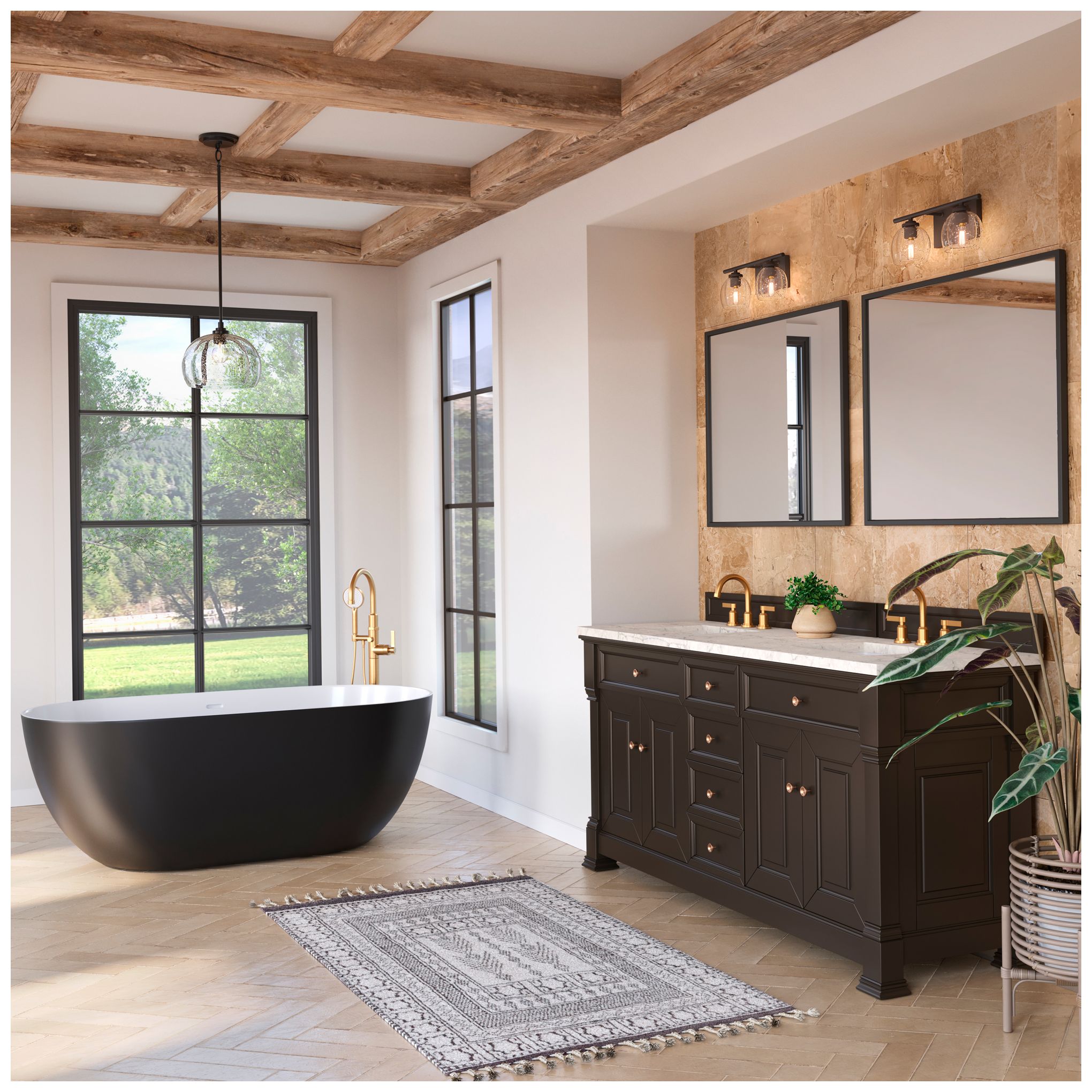 Image 4 Minka Lavery Glint 2-Lt 15.5-in Dark Bronze Vanity Light with Glass Shade more views