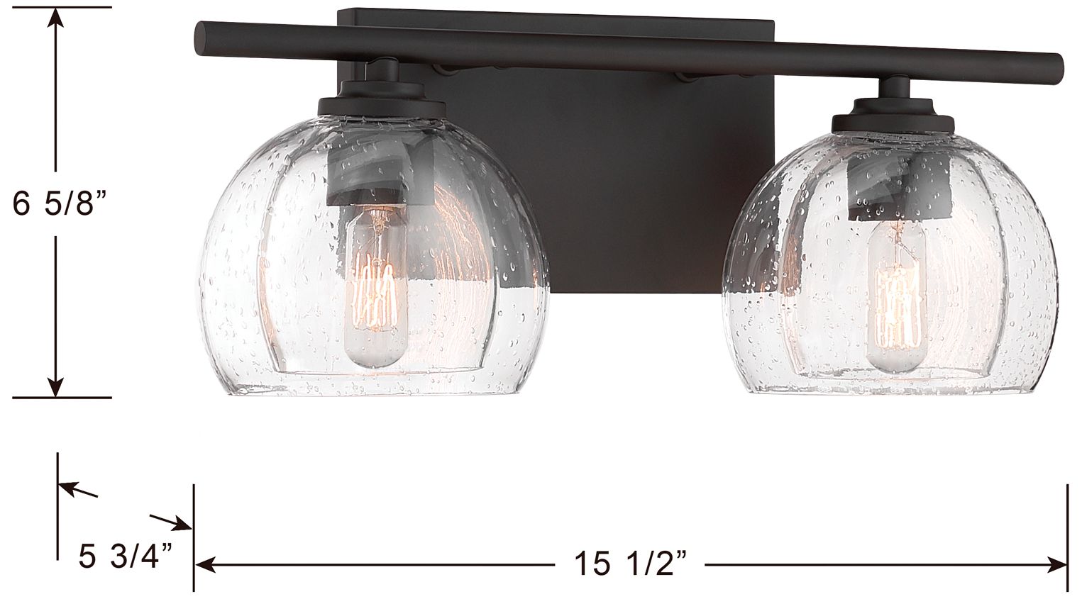 Image 6 Minka Lavery Glint 2-Lt 15.5-in Dark Bronze Vanity Light with Glass Shade more views