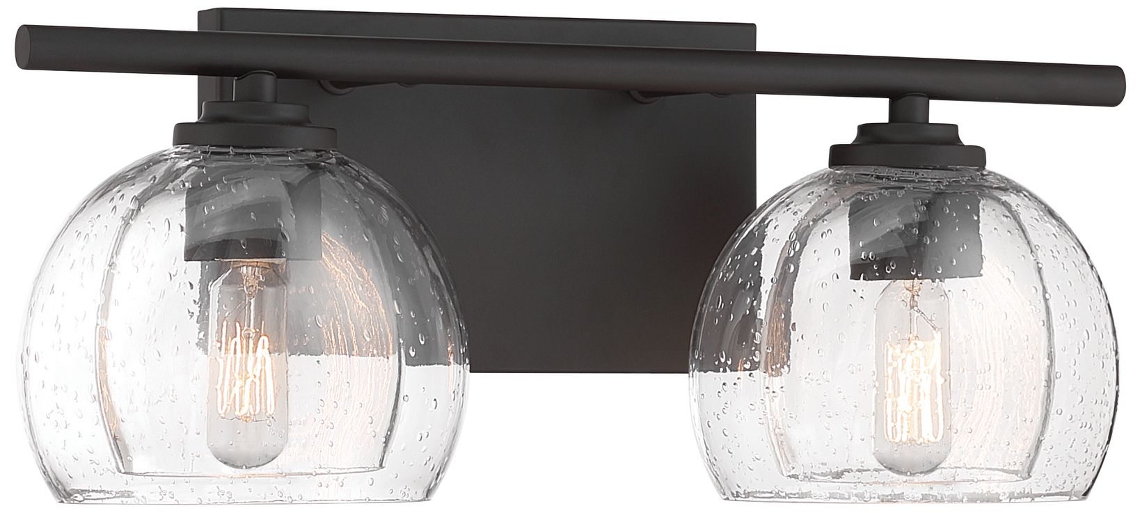 Minka Lavery Glint 2-Lt 15.5-in Dark Bronze Vanity Light with Glass Shade