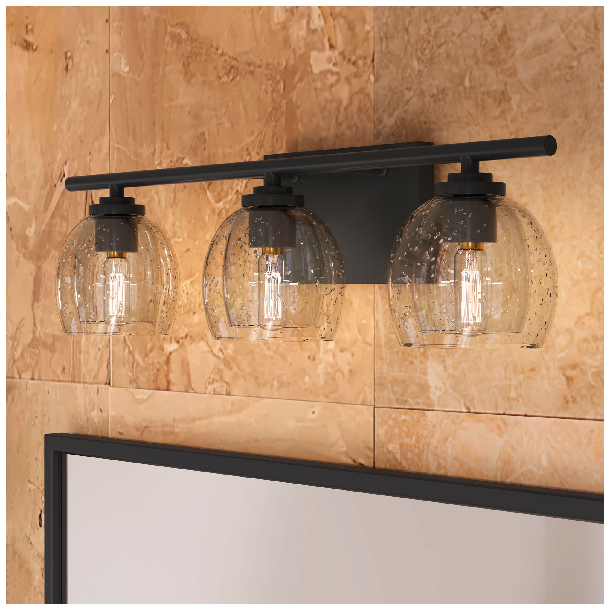 Image 2 Minka Lavery Glint 3-Light 24-in Dark Bronze Vanity Light with Glass Shade more views