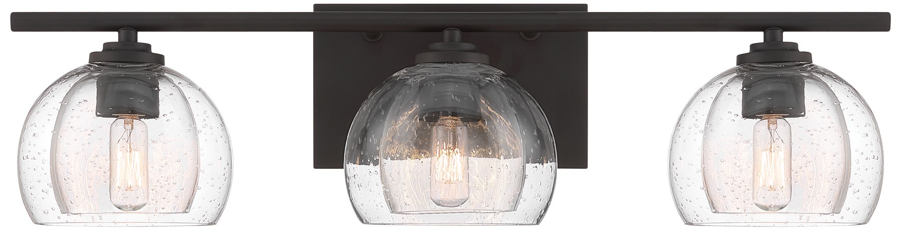 Image 3 Minka Lavery Glint 3-Light 24-in Dark Bronze Vanity Light with Glass Shade more views