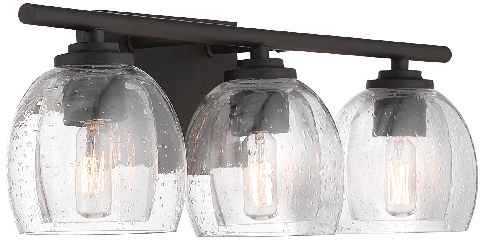 Image 5 Minka Lavery Glint 3-Light 24-in Dark Bronze Vanity Light with Glass Shade more views
