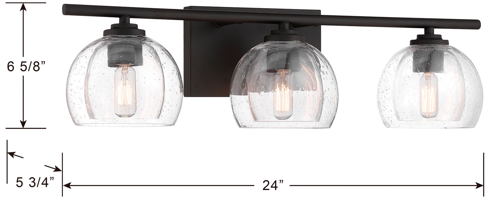 Image 6 Minka Lavery Glint 3-Light 24-in Dark Bronze Vanity Light with Glass Shade more views
