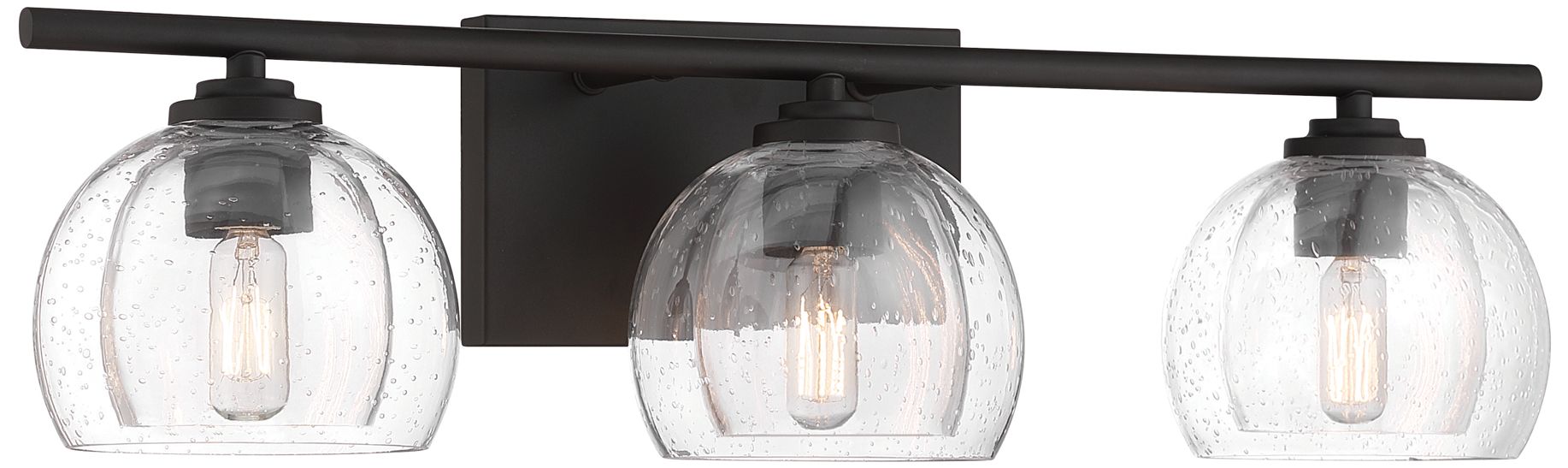 Minka Lavery Glint 3-Light 24-in Dark Bronze Vanity Light with Glass Shade