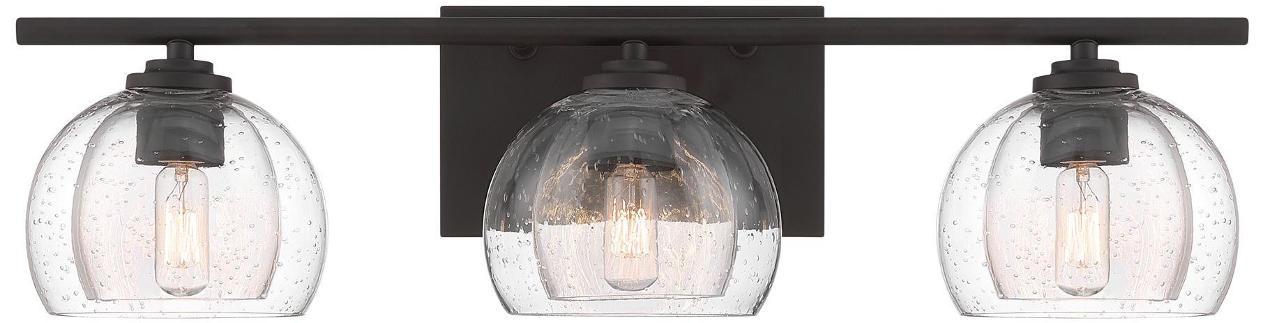 Minka Lavery Glint 3-Light 24-in Dark Bronze Vanity Light with Glass Shade