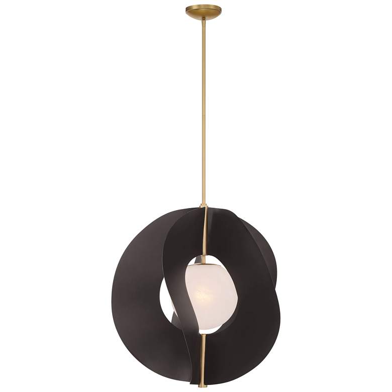 Image 1 Minka-Lavery Gloria 1-Light 24-in Dark Bronze and Brass Indoor Pendant