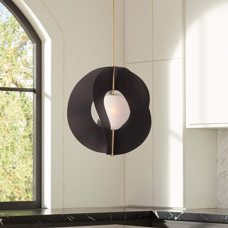 Image 1 Minka-Lavery Gloria 1-Light 24-in Dark Bronze and Brass Indoor Pendant