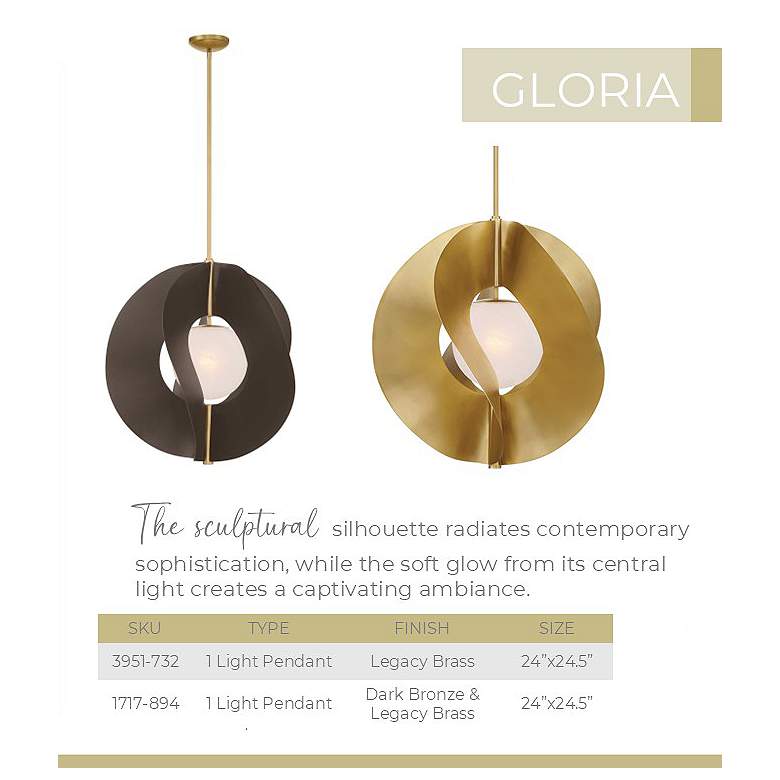 Image 5 Minka-Lavery Gloria 1-Light 24-in Dark Bronze and Brass Indoor Pendant more views