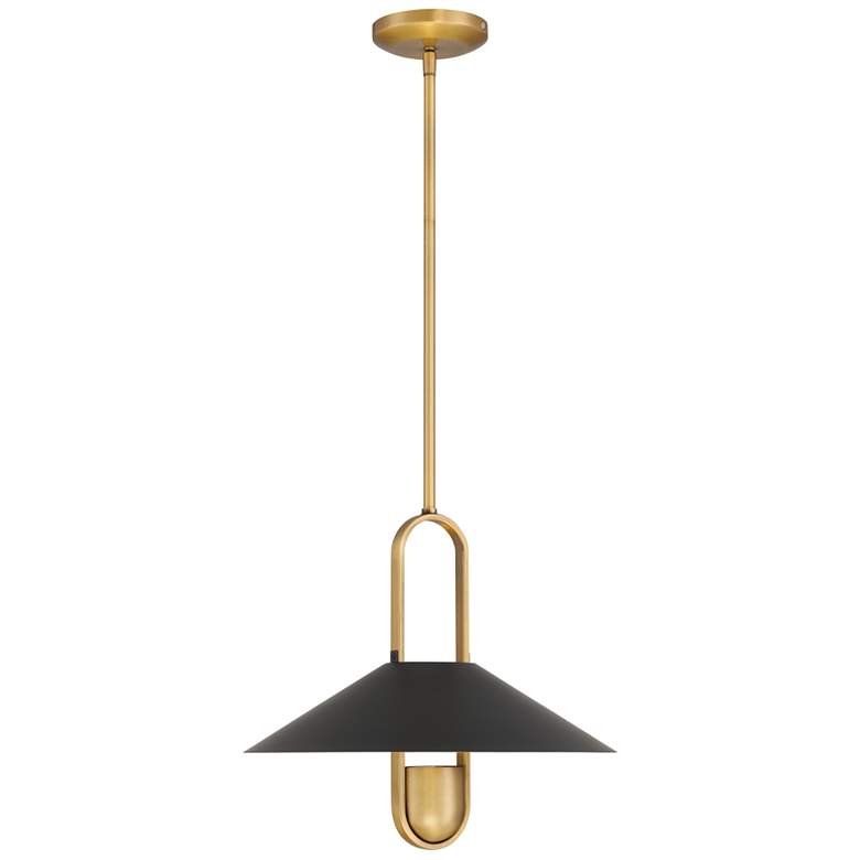 Image 2 Minka-Lavery Goldenridge 1-Light 15-in Matte Black and Brass Indoor Pendant more views