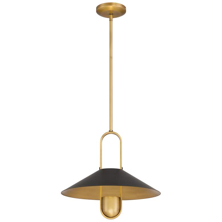 Image 4 Minka-Lavery Goldenridge 1-Light 15-in Matte Black and Brass Indoor Pendant more views