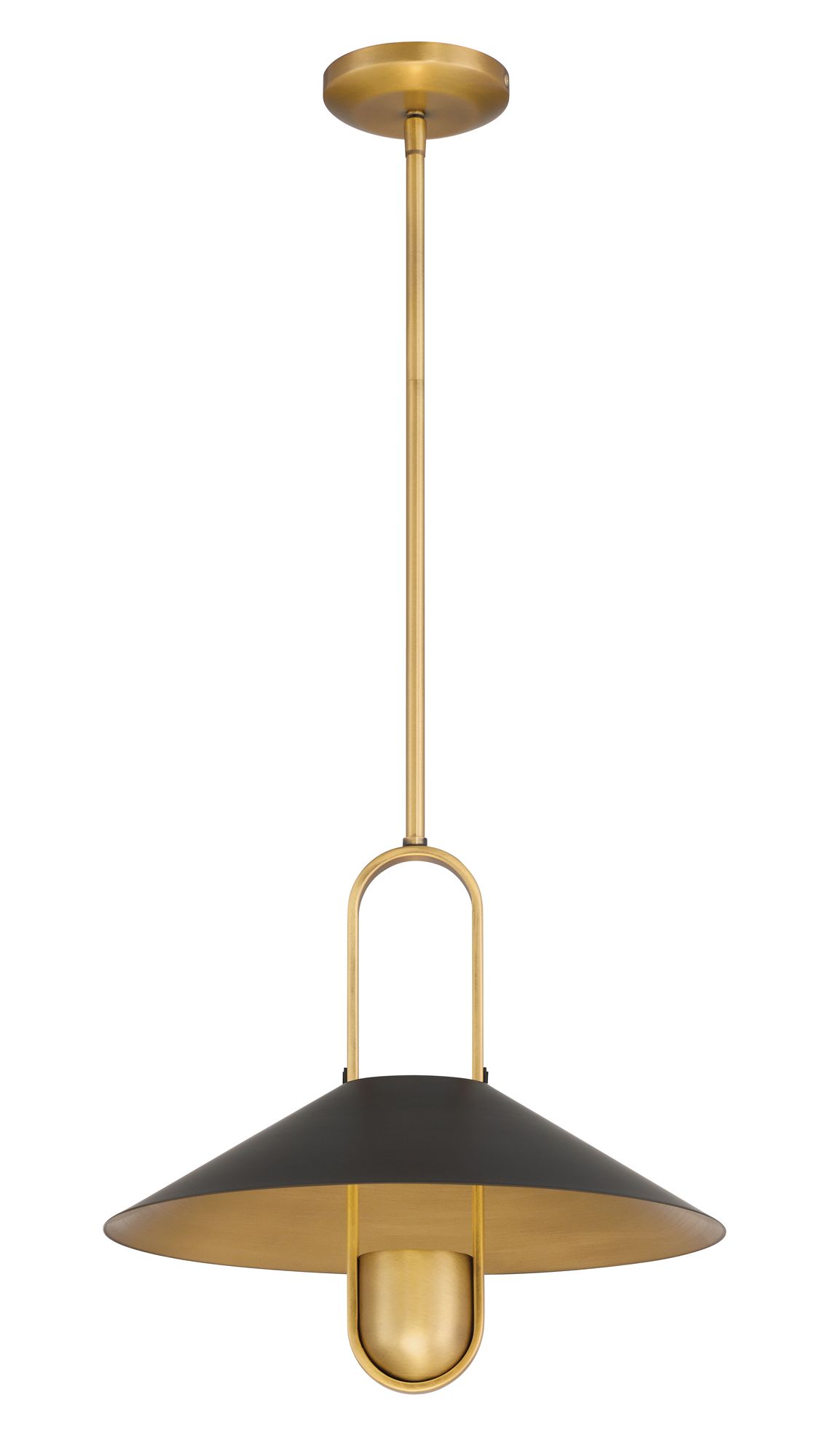 Minka-Lavery Goldenridge 1-Light 15-in Matte Black and Brass Indoor Pendant